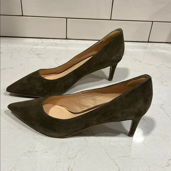 Nine West Dark Olive Green Suede Heels - Picture 6 of 7